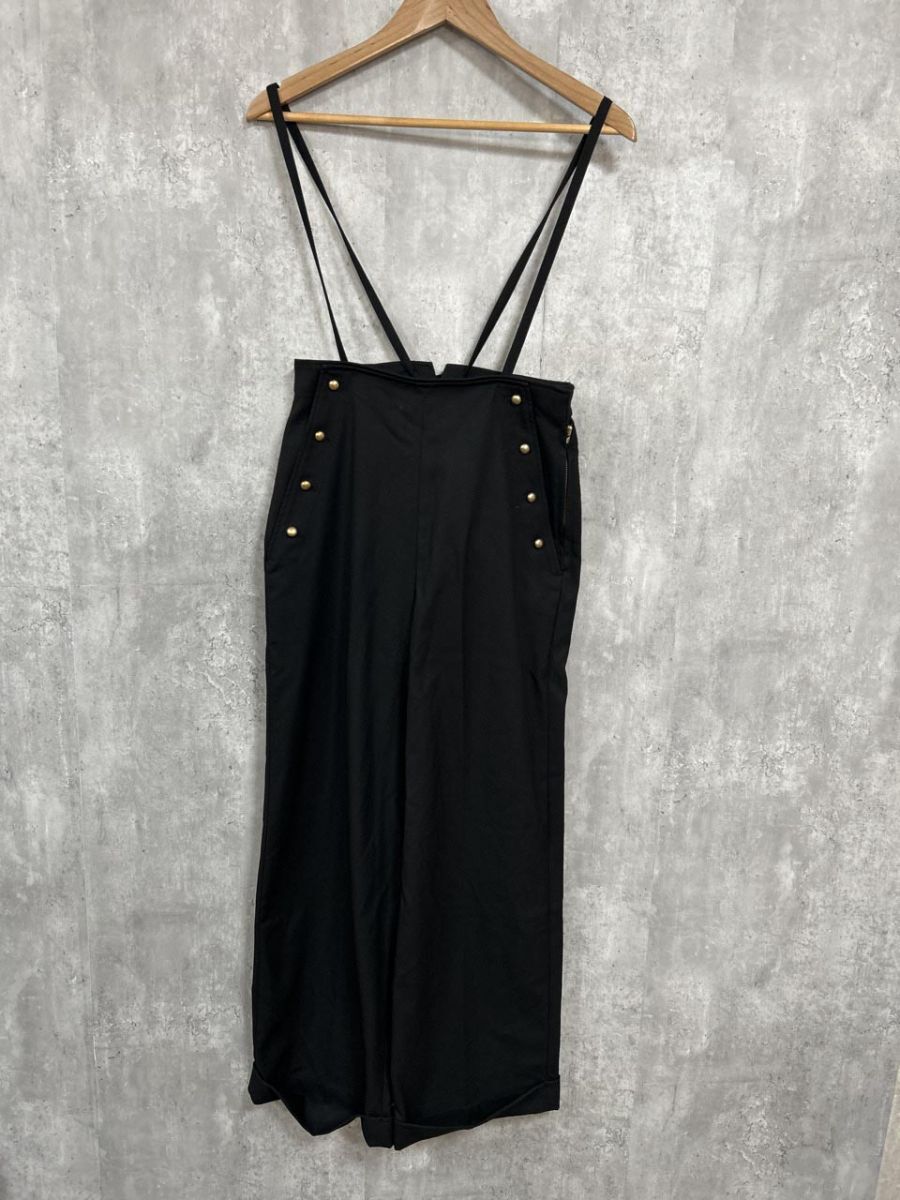 ネコポスOK Rouge vif la cle ルージュ・ヴィフ アバハウス ハイウエスト サロペット オーバーオール size38/黒 ■■ レディース拍卖