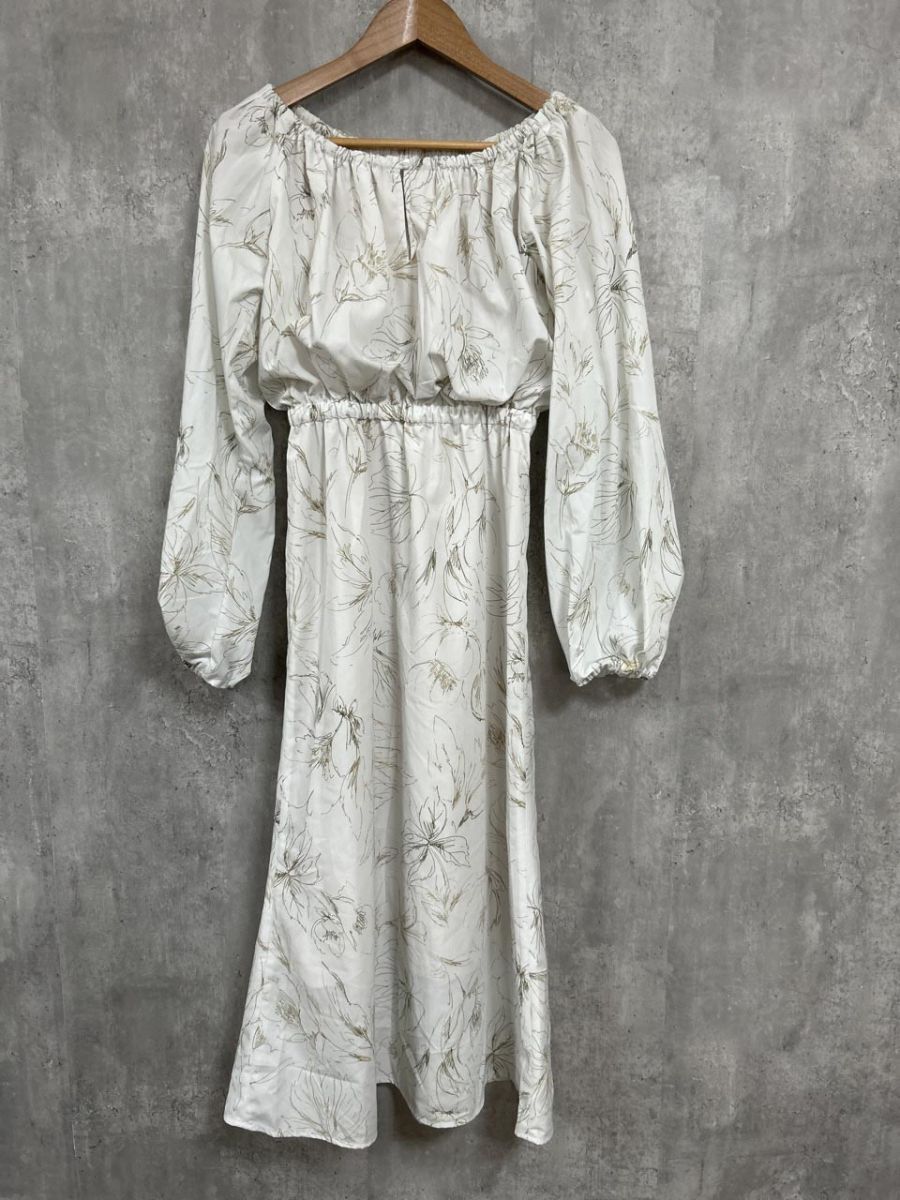 anuans ラインフラワー セミフレア Aライン ワンピース sizeF/白 ◆■ レディース レディース拍卖