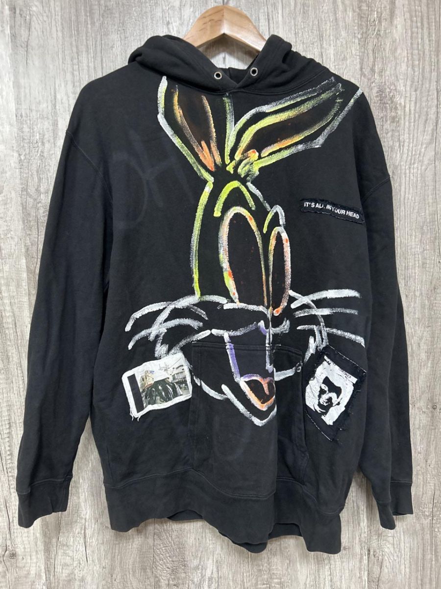 ゲルニカ バックスバニー ユニセックス ペイント プルオーバー パーカー sizeXXL/黒 ◆■◎ メンズ メンズ拍卖
