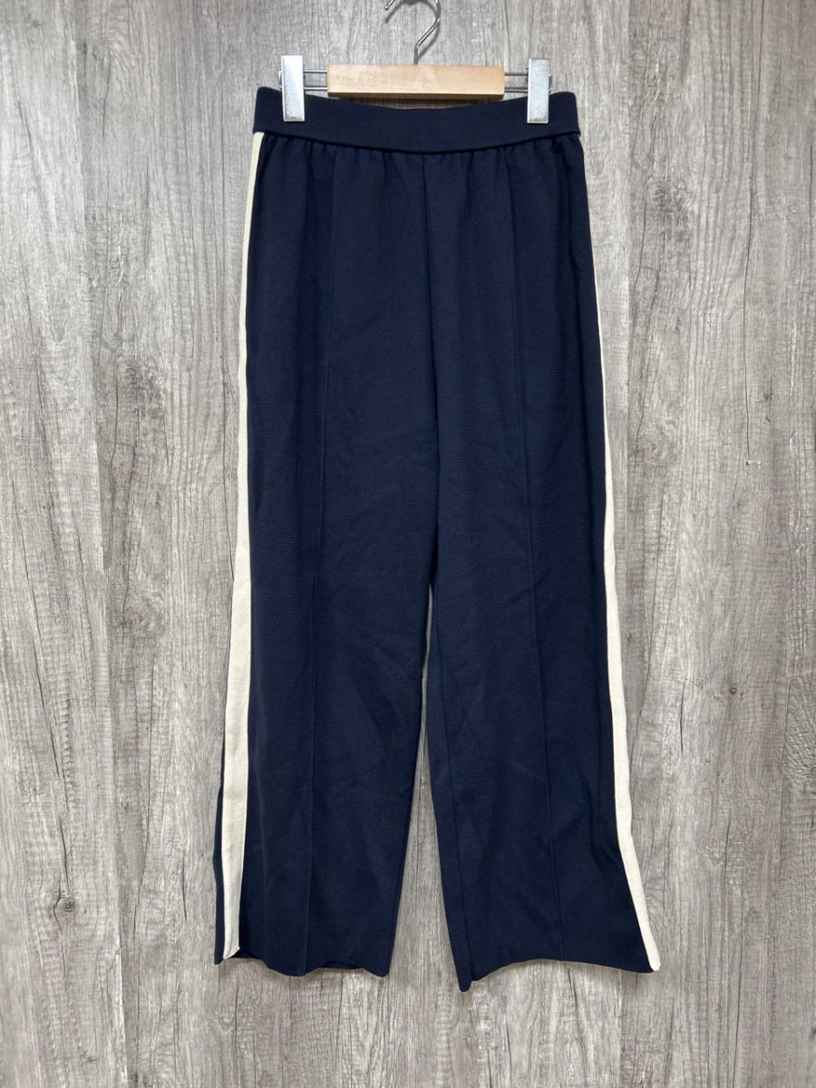 ネコポスOK ambi.MAX サイドライン ワイド タックパンツ パンツ sizeF/紺 ◆■◎ レディース レディース拍卖