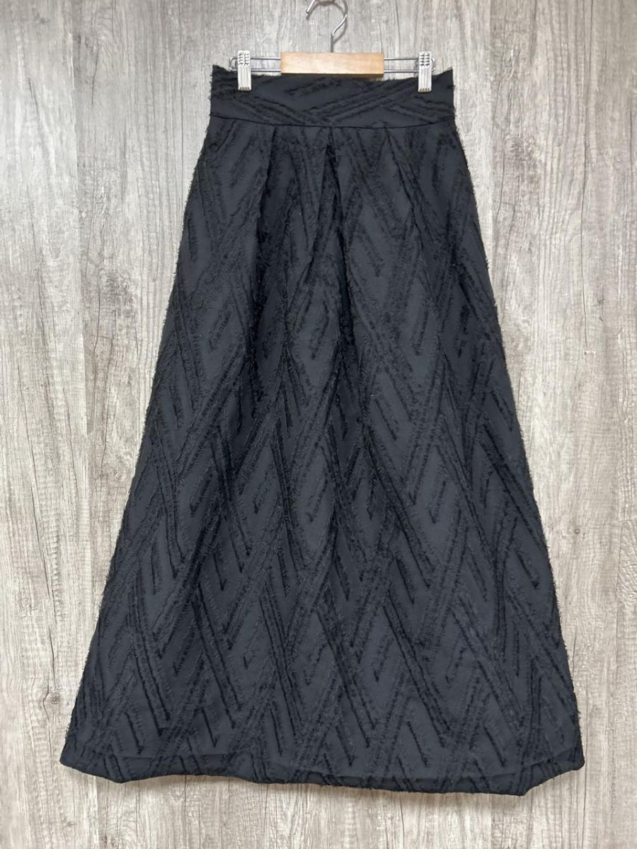 ネコポスOK EMMEL REFINES キカジャガード ハイウエストスカート ロング スカート sizeS/黒 ■■ レディース レディース拍卖
