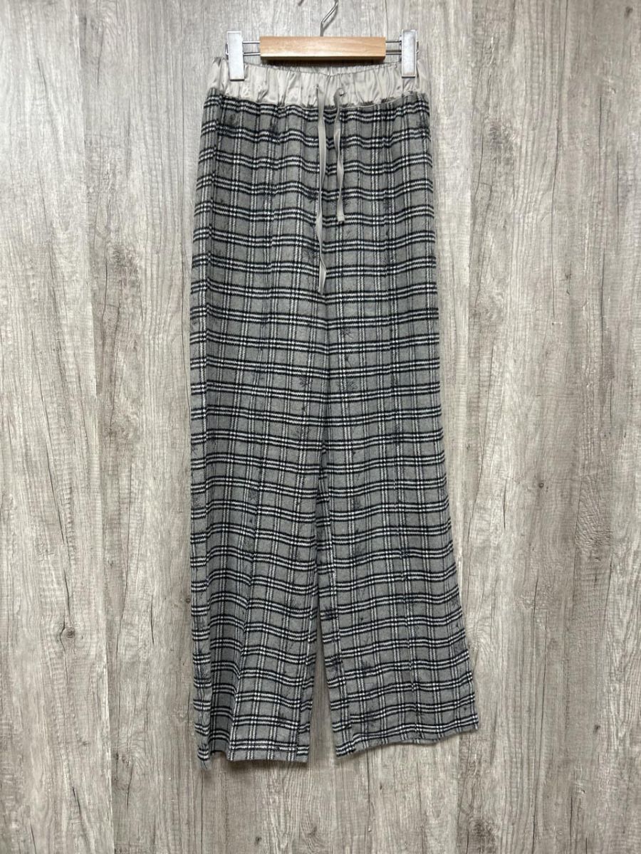 ネコポスOK AMATERAS アマテラス チェック いちょう もみじ イージー パンツ sizeF/グレー ◆■ レディース レディース拍卖