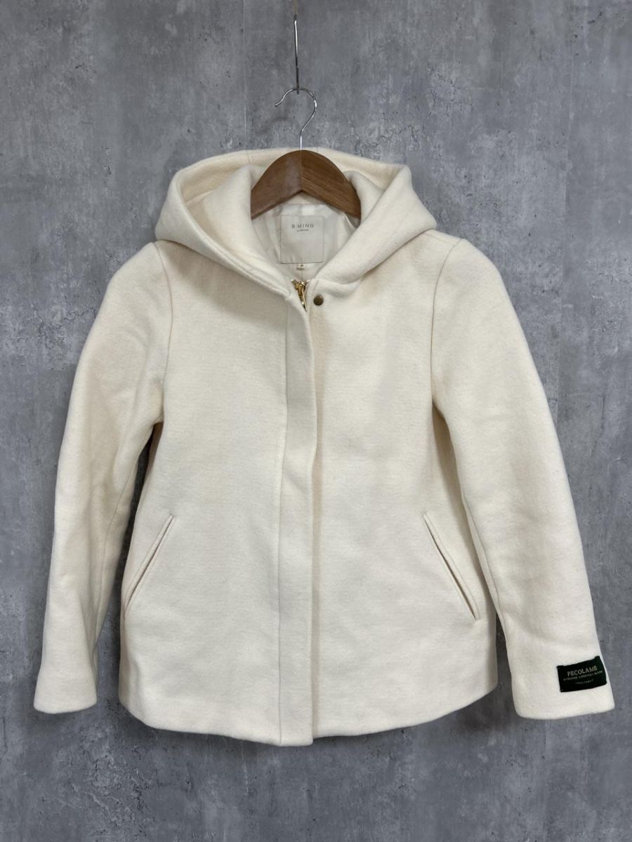 BEAMS ビームス ミディ丈 ウール混 コート sizeM/白 ◆■ レディース レディース拍卖