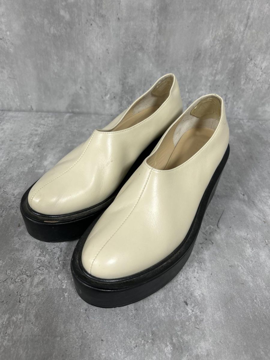 CLANE クラネ 日本製 ボリュームソールシューズ ローファー シューズ size37/白x黒 ■■◎ レディース拍卖