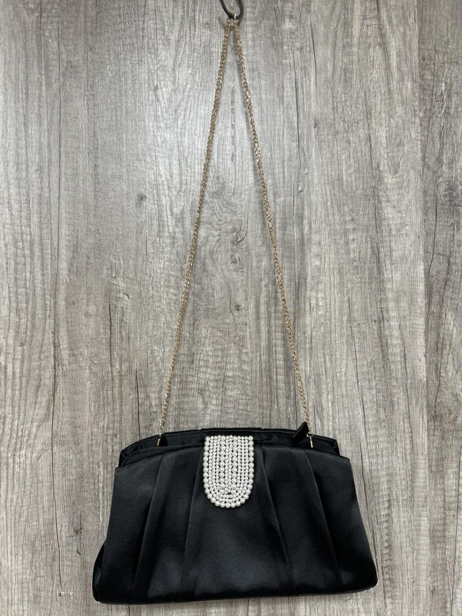BEAMS HEART パーティー 結婚式 二次会 パールクラッチ バッグ 黒 ■■ レディース拍卖