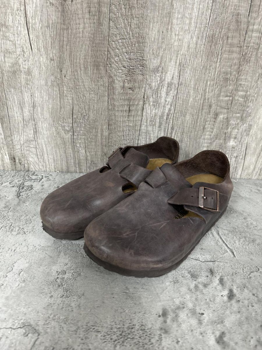 BIRKENSTOCK ビルケンシュトック 本革 ナチュラルレザー シューズ size24.5/茶 ■■ レディース拍卖