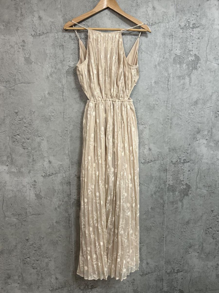 eimy istoire エンブロイダリープリーツ キャミワンピース Aライン ワンピース sizeF/ベージュ ■◆ レディース拍卖