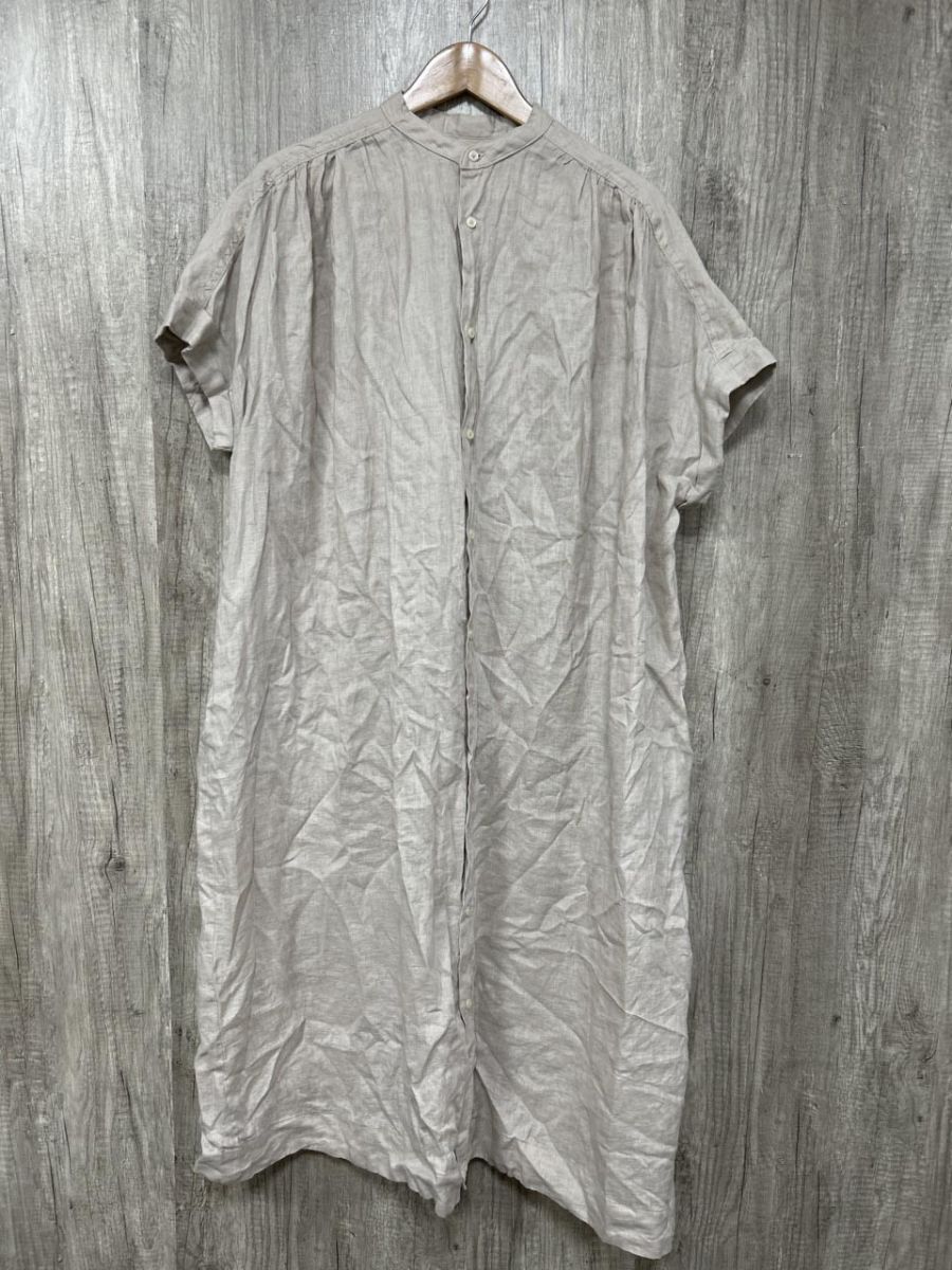 ネコポスOK niko and ニコ アンド リネン100% Iライン ワンピース sizeF/ベージュ ■◆ レディース拍卖