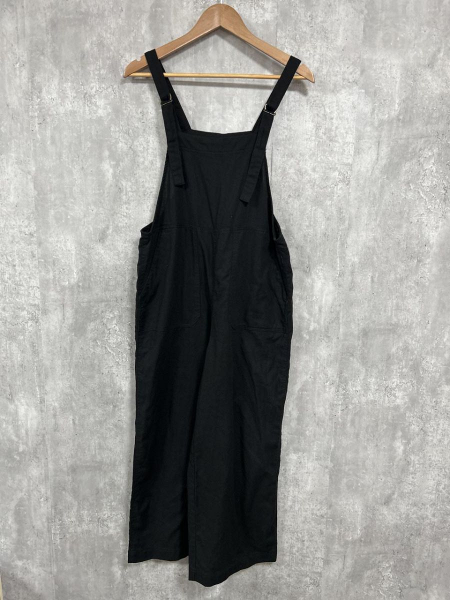 ネコポスOK alma design リネン混 サロペット オーバーオール sizeM/黒 ■■ レディース拍卖