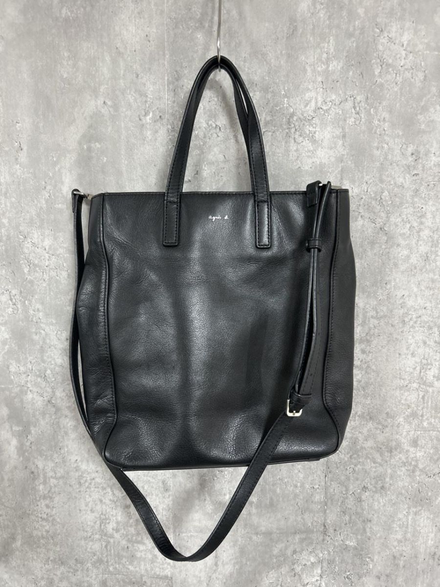 agnes b アニエスベー 2WAY レザー ショルダー バッグ sizeF/黒 ■■ レディース拍卖