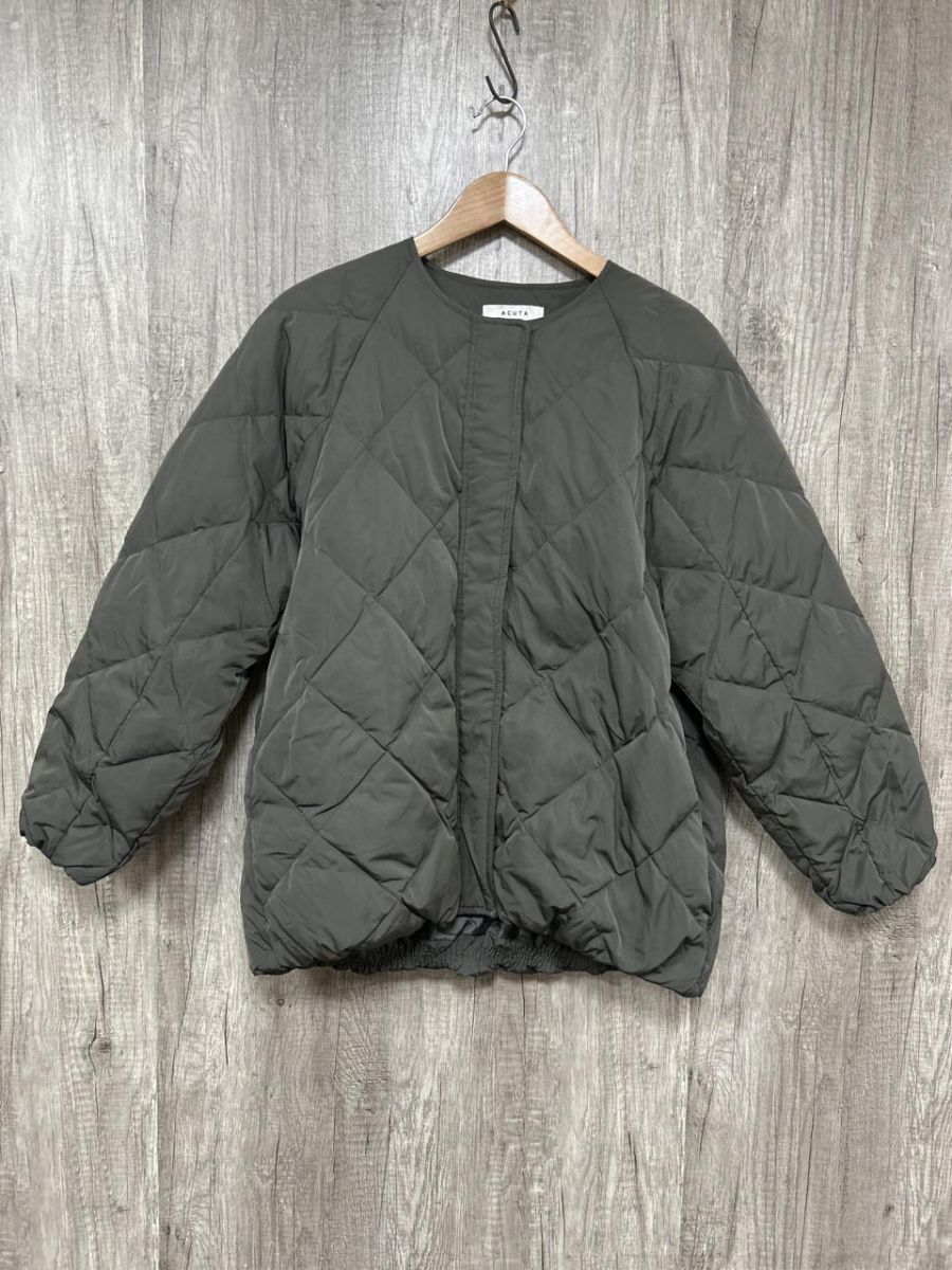 Acuta アクータ キルティング フェザー混 リサイクルダウン ダウン ジャケット sizeF/深緑 ◆■◎ レディース拍卖