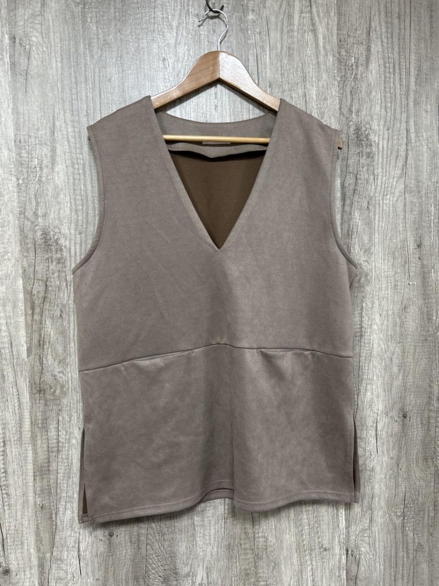 DRESKIP ドレスキップ スエード調 ロング ベスト sizeM/茶 ◇■ レディース拍卖