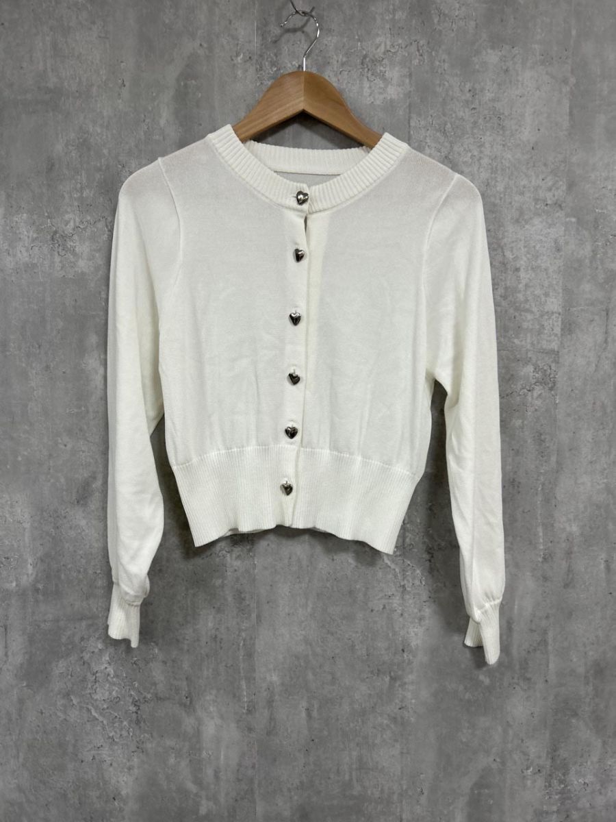 &NOSTALGIA ノスタルジア ハートボタン カーディガン sizeM/白 ◇■ レディース拍卖