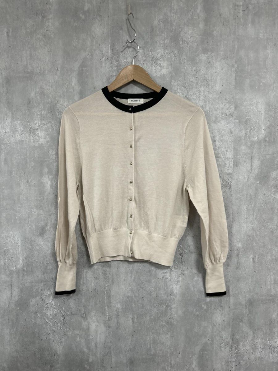 ネコポスOK NOLLEY’S ノーリーズ ウール100% カーディガン size38/ピンクベージュ ■◇ レディース拍卖