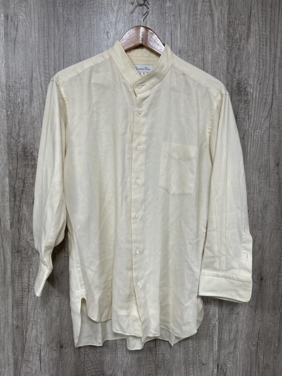 Christian Dior クリスチャンディオール ウール混 ベーシック ブラウス シャツ パステルイエロー ■◇◎ レディース拍卖