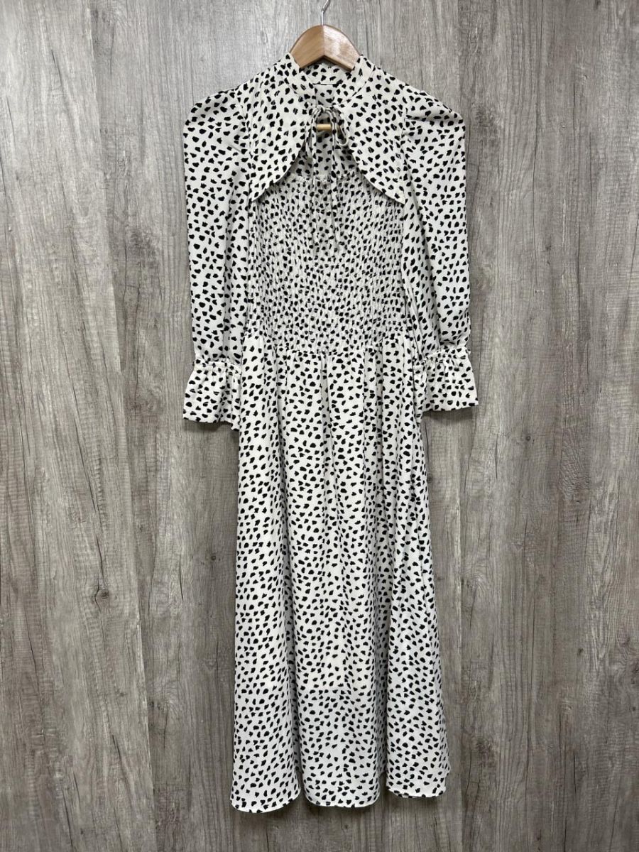 snidel スナイデル デコルテオープン ドット プリント ワンピース sizeXS/白 ◆■ レディース拍卖