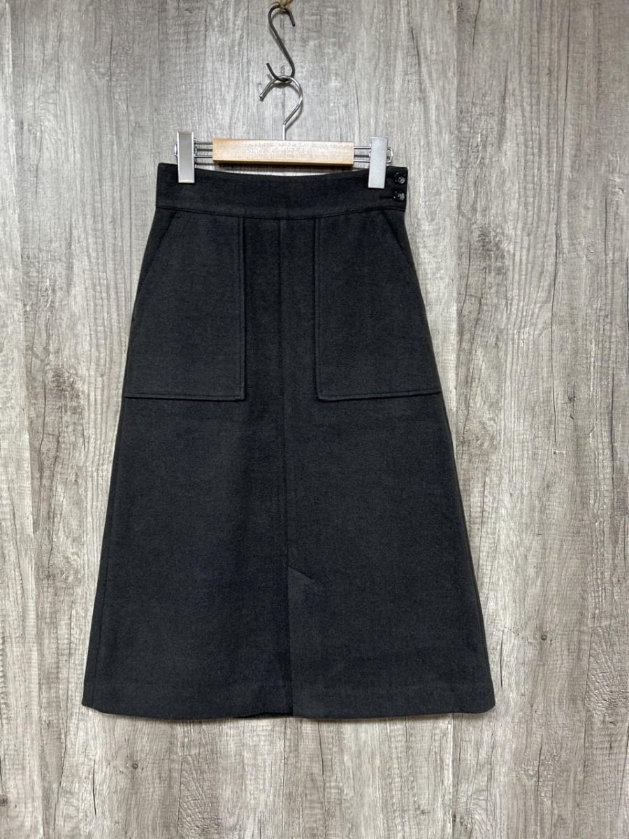SHIPS シップス zozo限定 ミディ Aライン 台形 スカート sizeXS/ダ-クグレー ◆■ レディース拍卖