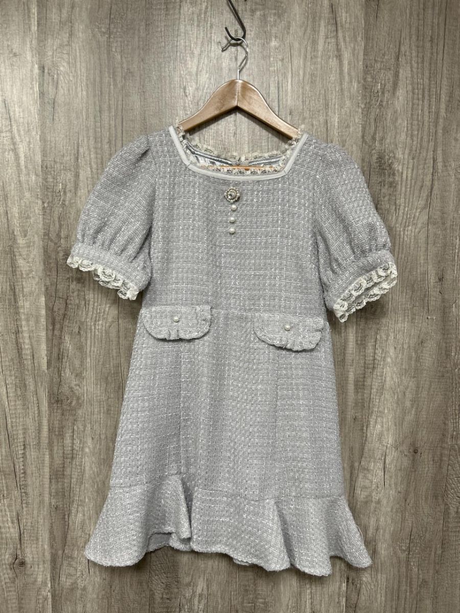 evelyn エブリン ツイードラメワンピース ワンピース 水色 ■◆ レディース拍卖