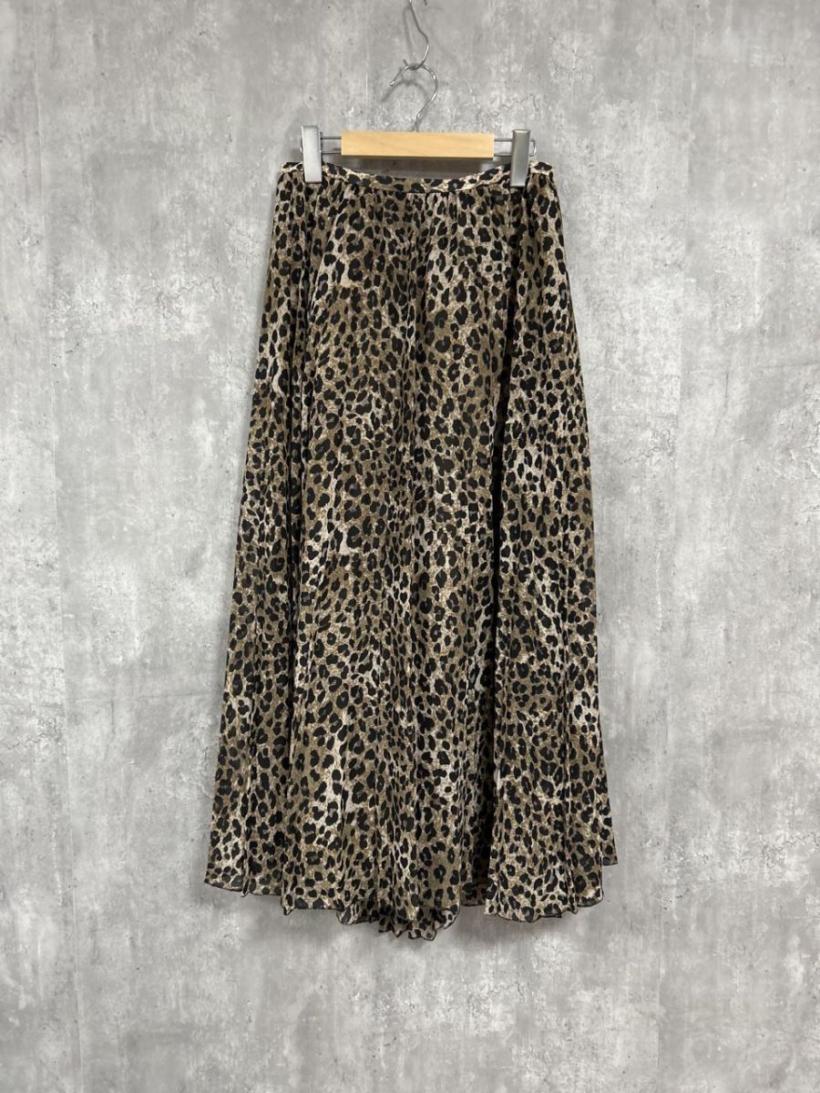 ネコポスOK Ray BEAMS レイビームス アニマル ヒョウ柄 フレア ロング スカート 茶 ■◆ レディース拍卖
