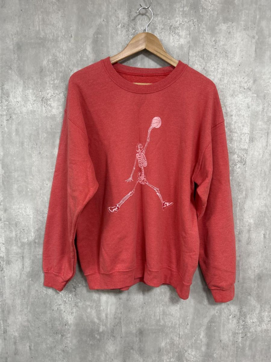 THRIFTY LOOK JUMP SKULL CREW SWEAT ジャンプスカルクルーネックスウェット スウェット sizeL/赤 ◆■ レディース拍卖