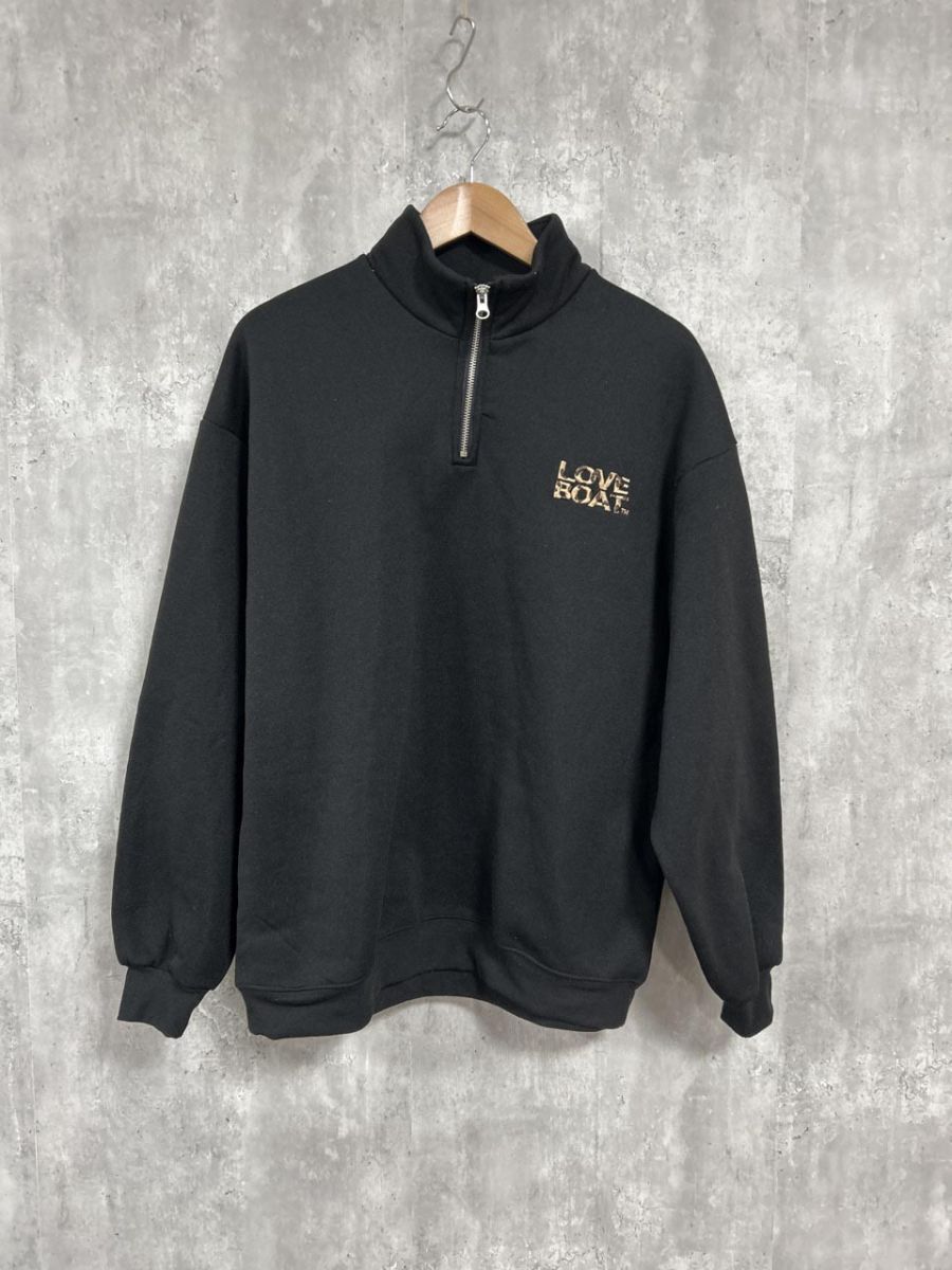 LOVE BOAT ラブボート ヒョウ柄 ロゴ ハーフジップ プルオーバー sizeM/黒 ◆■ レディース拍卖
