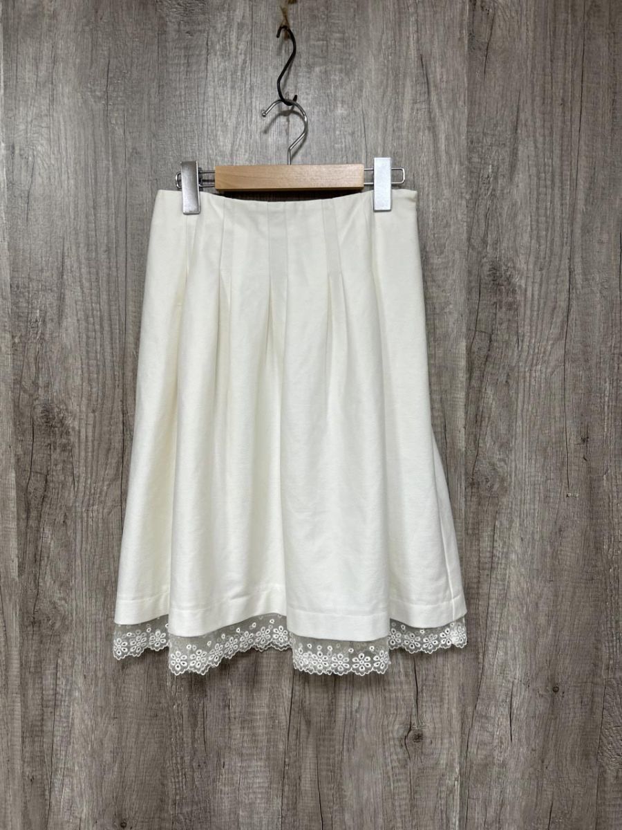 M’S GRACY エムズクレイシー 裾レース フレア ひざ丈 スカート size36/白 ◆■ レディース拍卖