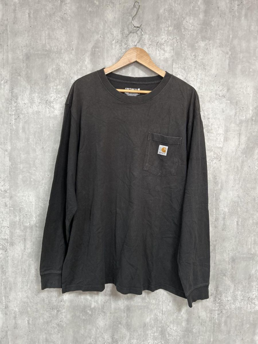 Carhartt カーハート 胸ポケット ロンT ロング カットソー sizeL/黒 ◆■ メンズ拍卖