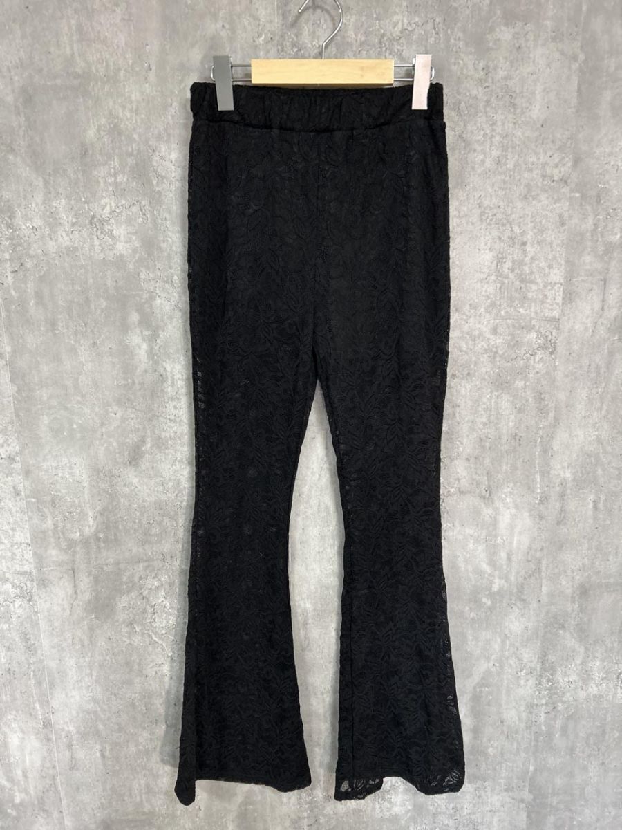 美品 EGOIST エゴイスト タグ付 総レース フレア パンツ sizeF/黒 ■◆ レディース拍卖