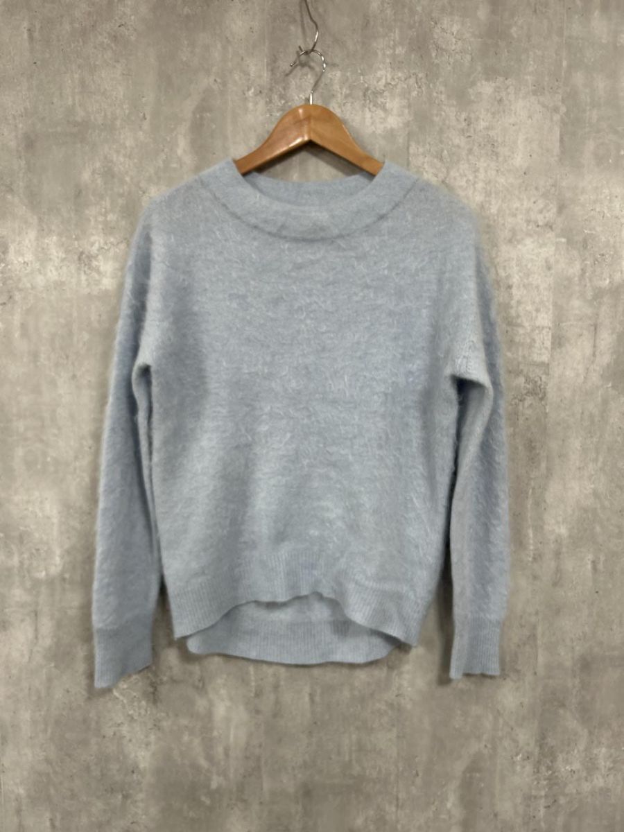 ネコポスOK CASIMICO カシミコ カシミヤ ニット 東洋紡糸 ファー加工 ニット セーター sizeS〜M/水色 ◆■ レディース拍卖