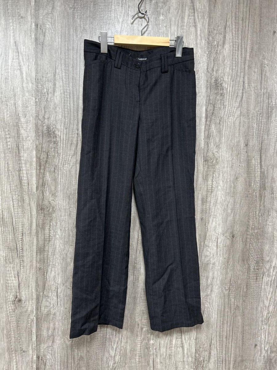 ネコポスOK DOLCE & GABBANA ドルチェ&ガッバーナ イタリア 無地 ビジネス スラックス パンツ size40/黒 ■■◎ メンズ拍卖