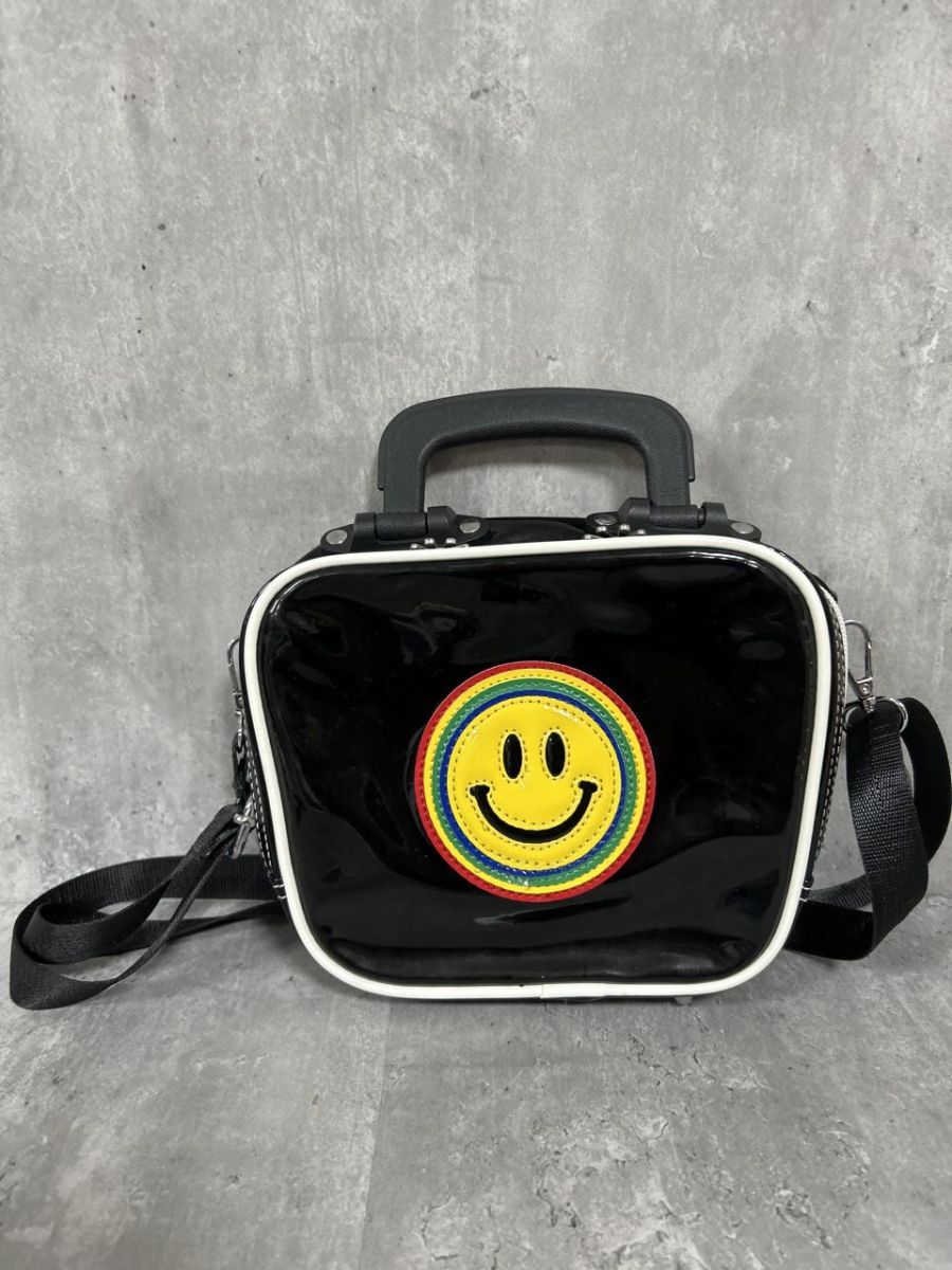 DELiAs エナメル にこちゃん ショルダー バッグ sizeF/黒 ■■ レディース拍卖