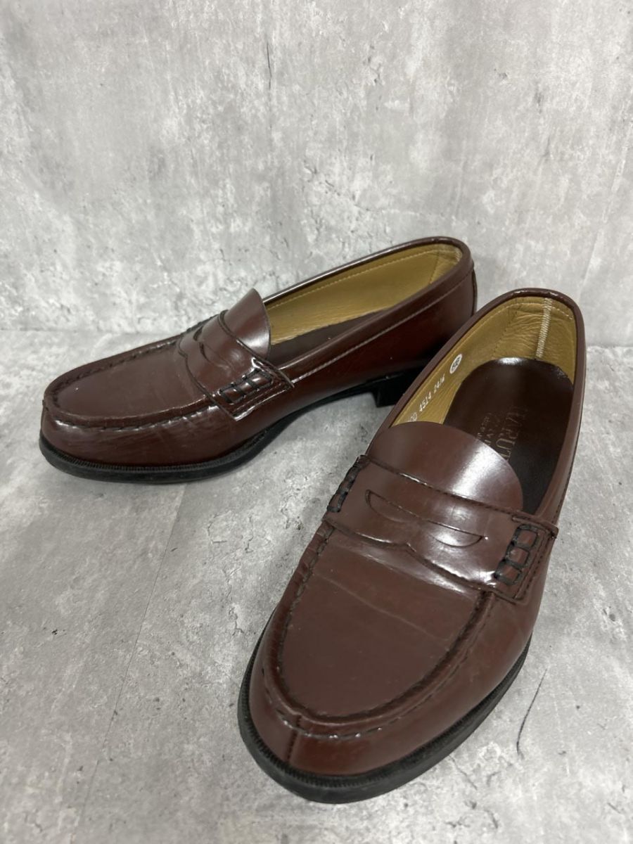 HARUTA ハルタ 学生 学校 ローファー シューズ size24.5cm/茶 ■■ レディース拍卖