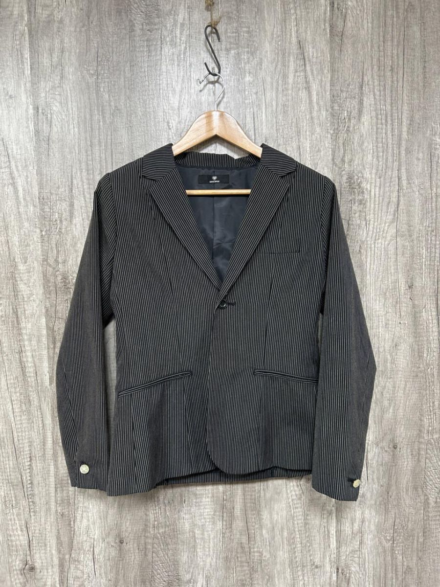 SUPER LOVERS スーパーラヴァーズ ストライプ柄 テーラード ジャケット 黒 ◇■ レディース拍卖