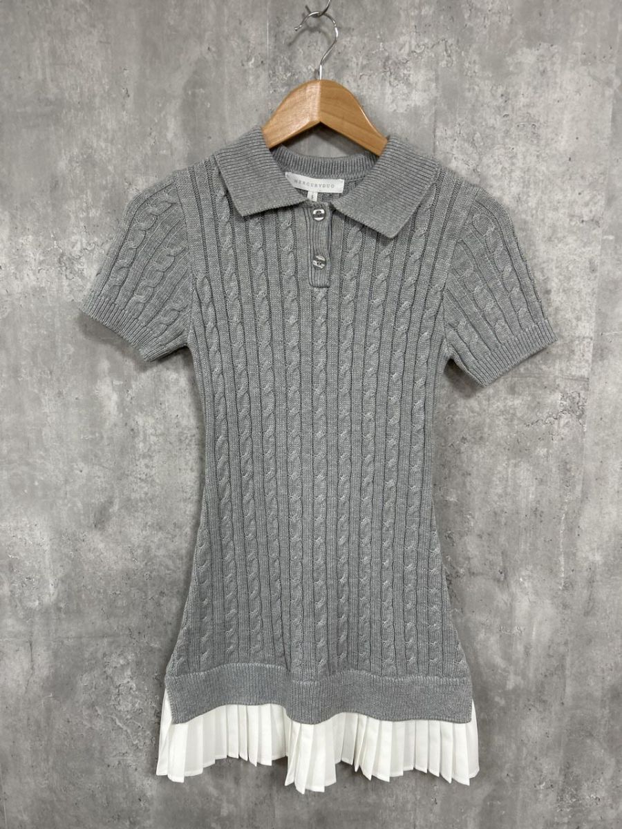 美品 MERCURYDUO マーキュリーデュオ タグ付き ニットワンピース ミニ ケーブル編み Aライン ワンピース sizeS/グレー ◇■ レディース拍卖