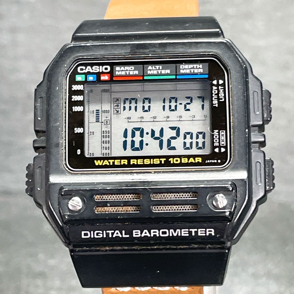 美品 CASIO カシオ BM-100WJ 腕時計 デジタル クオーツ 多機能 カレンダー スクエア ブラック ブラウン 新品電池交換済み 動作確認済み拍卖