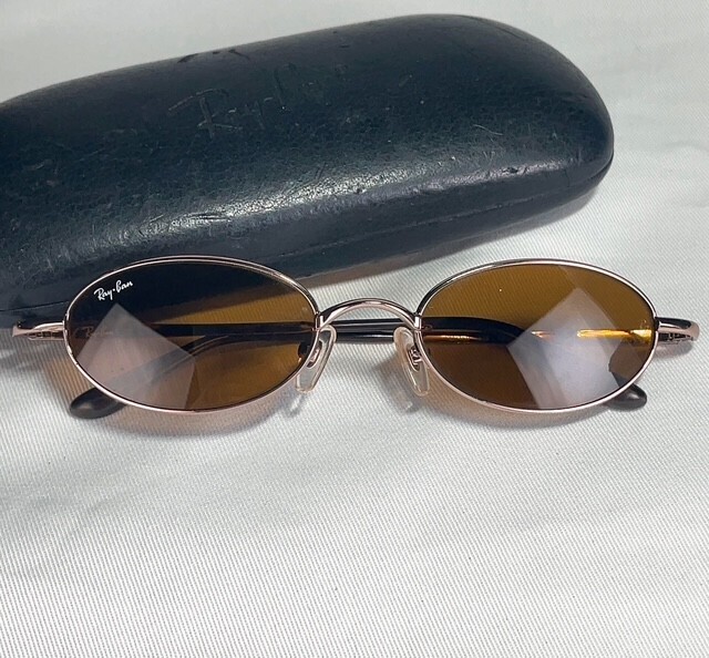 ケース付き 新品 Ray-Ban レイバン サングラス アイウェア メガネ RB3150 016 49□19 130 オーバル ブラウン ゴールド メタルフレーム拍卖