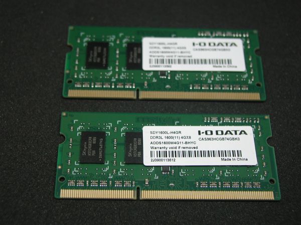 I-O DATA 「SDY1600L-H4GR 2個」① 中古品 (注)低電圧メモリです拍卖