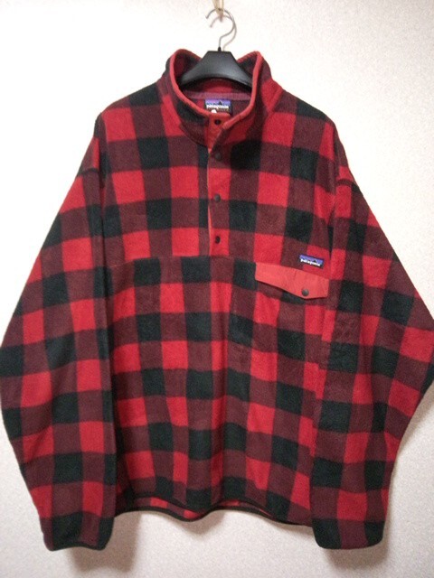 パタゴニア patagonia シンチラ スナップT 黒x赤ブロックチェック XL拍卖