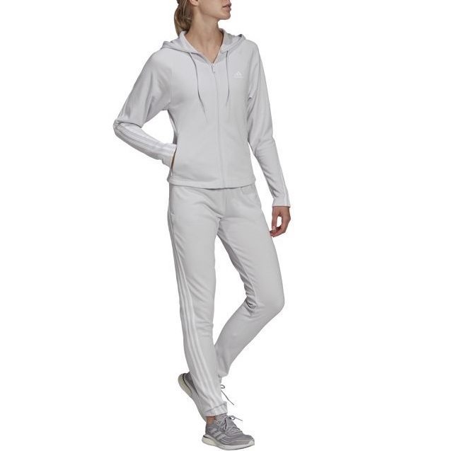 アディダス レディース エナジャイズ 薄手 スウェット フーディー トラックスーツ Lサイズ ライトグレー フレンチテリー 上下セット拍卖
