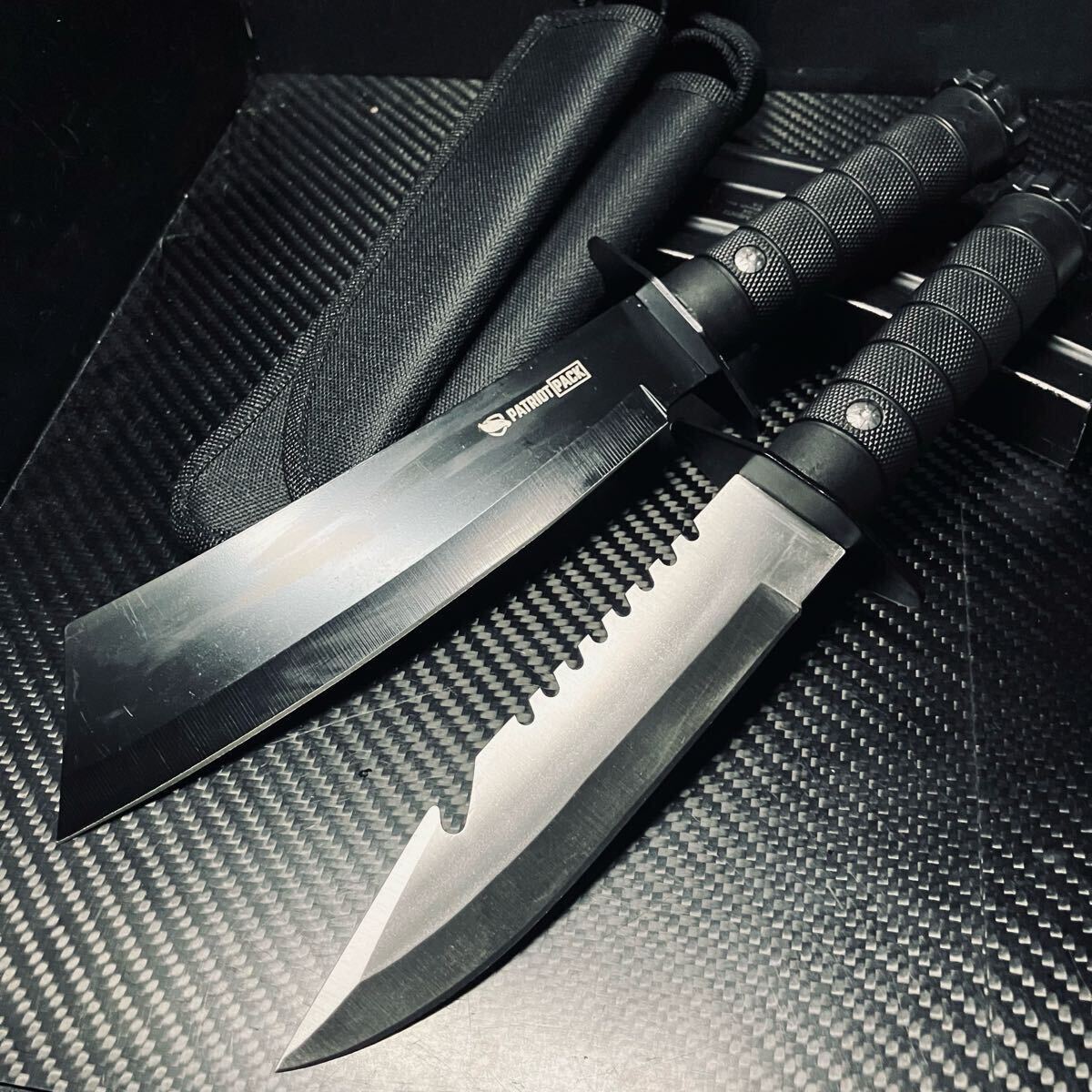 2本セット サバイバルナイフ ダマスカス鋼製 薪割り 專用シース付き キャンプ アウトドア ハイキング 野外登山 拍卖