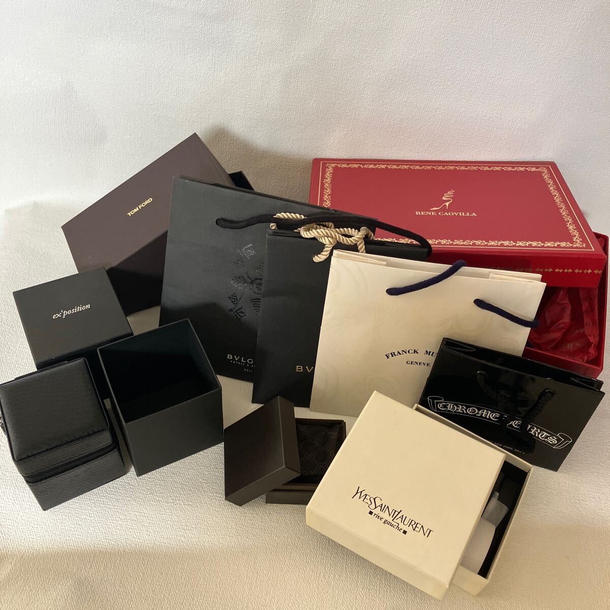 c7 80-100 ブランド 空箱 BOX ケース ショッパー 袋 まとめて セット ブルガリ グッチ イブサンローラン トムフォード 他 コレクション 拍卖