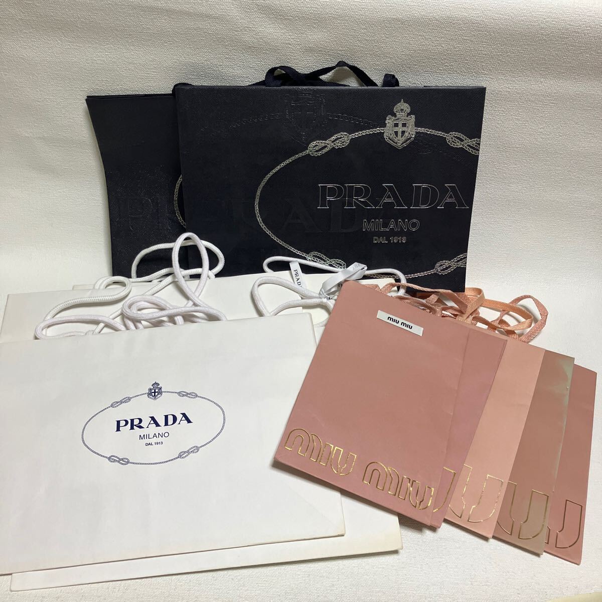 c9 80 PRADA プラダ miumiu ミュウミュウ 紙袋 ショッパー ショップ袋 まとめて セット 色褪せシワ有り ブランド コレクション 手提げ拍卖