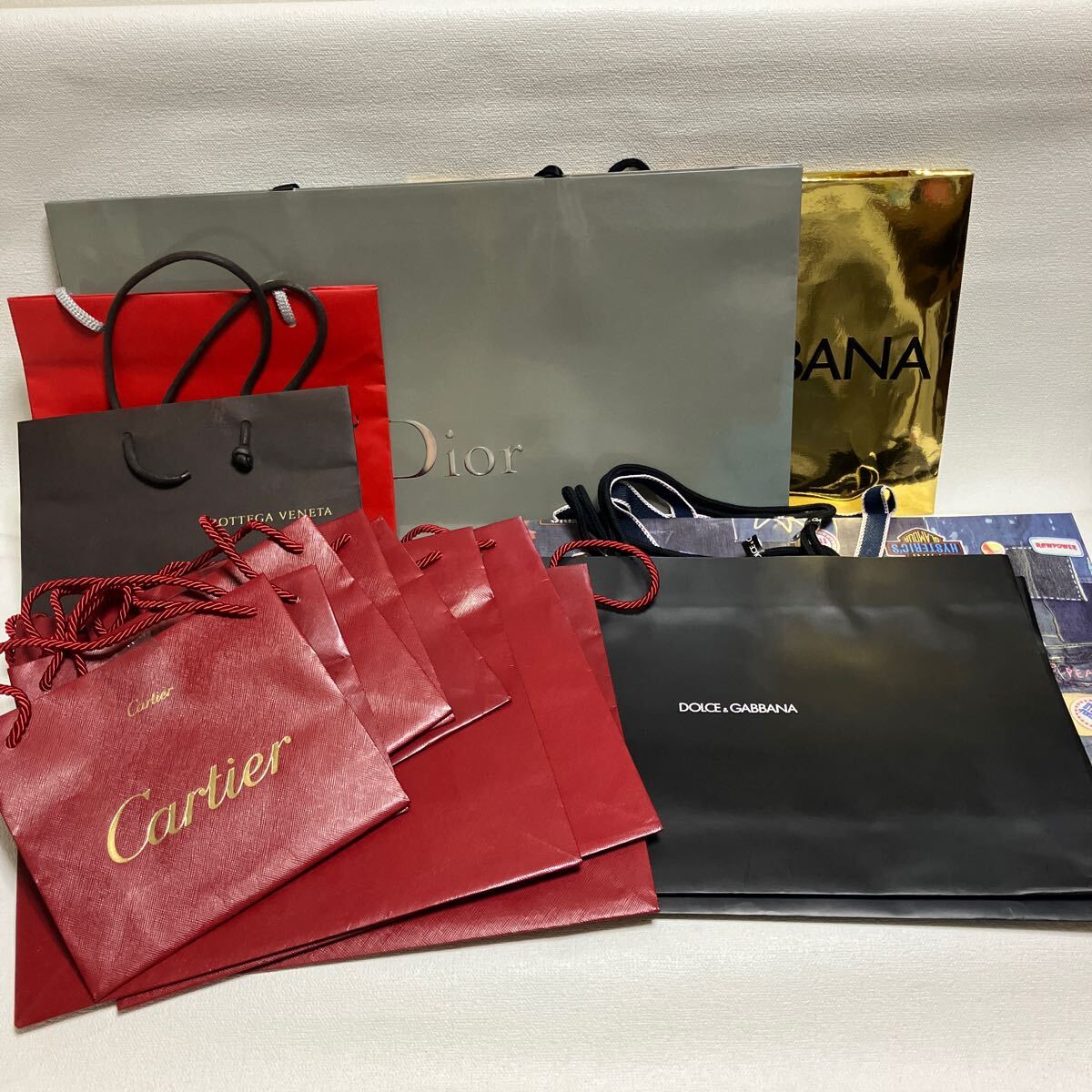 c13 ブランド ショップ袋 まとめて カルティエ ディオール ボッテガヴェネタ ドルガバ ヒステリックミニ セット ショッパー 紙袋 120cm発送拍卖