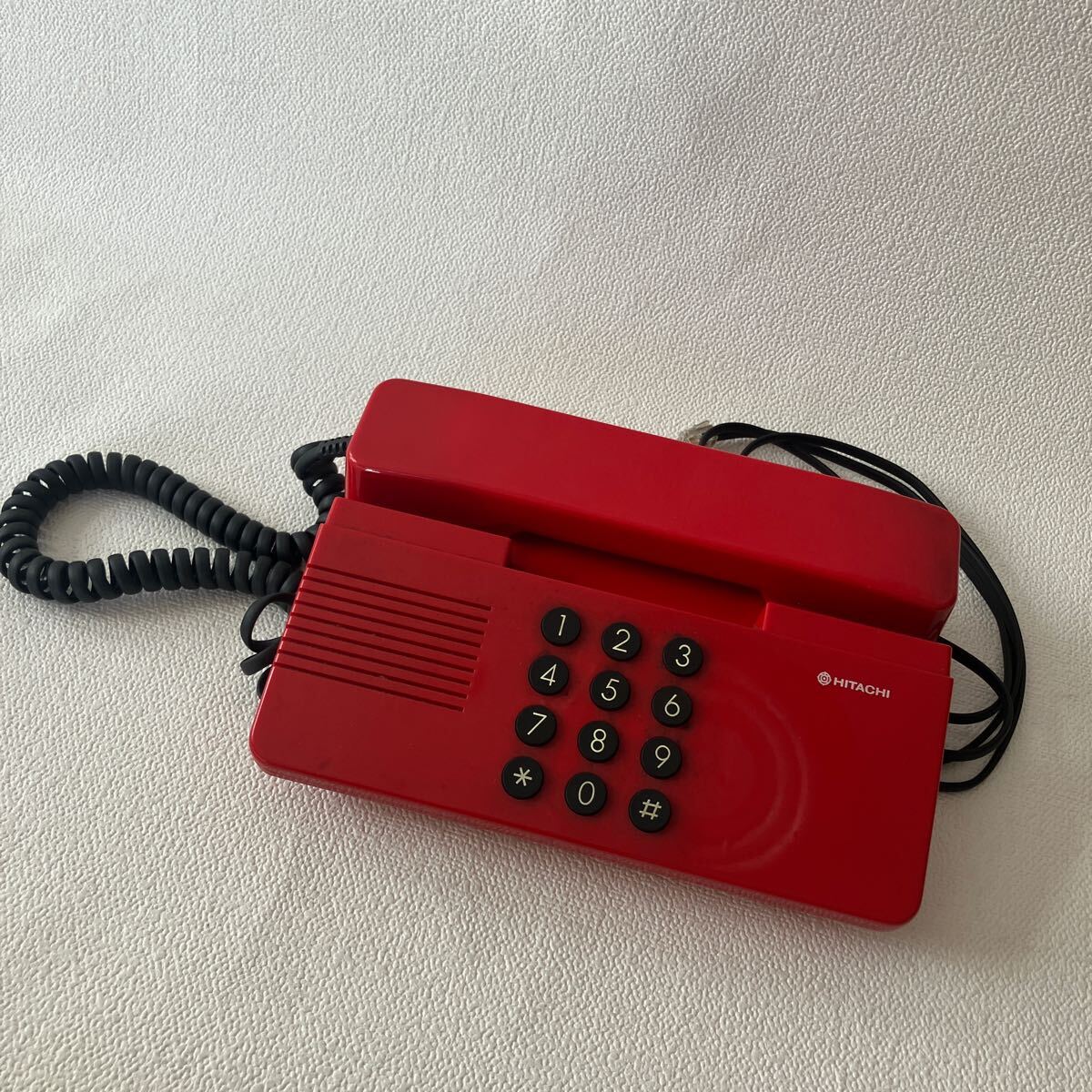 c33 60 日立 HITACHI プッシュ式 電話機 PET-J1 赤 プッシュホン 懐かし かわいい ポップ デザイン 赤電話 汚れ有り 動作未確認 拍卖