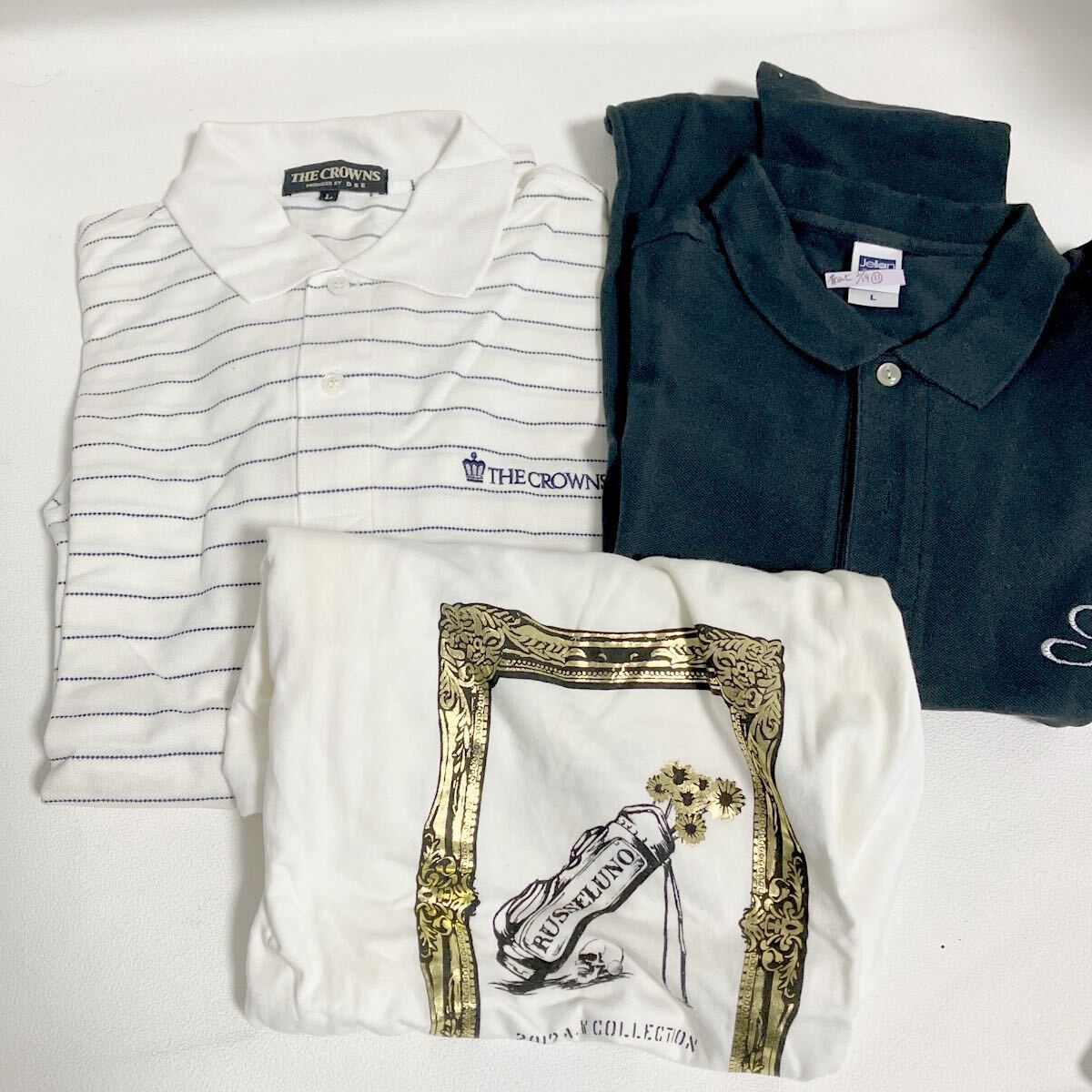e275①80 古着 ポロシャツ Tシャツ Lサイズ メンズ レディース ゴルフ ゴルフウェア DULEC Jellan THE CROWNS ラッセルノ 黄ばみ変色有拍卖