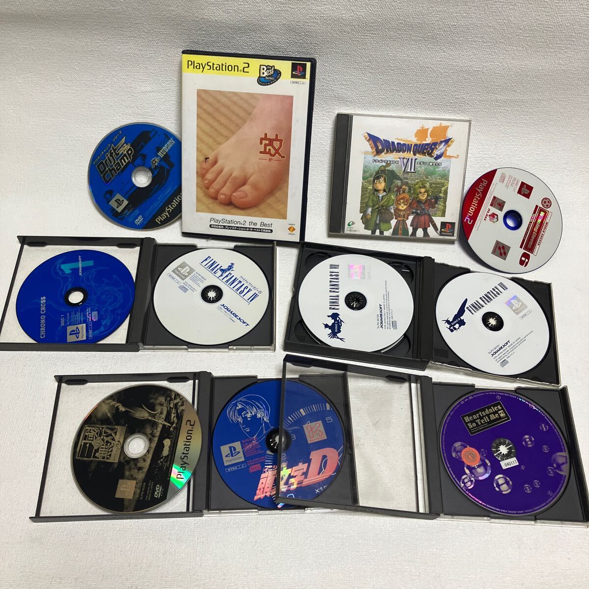 c68 60 ゲームソフト プレイステーション PS PS2 蚊 ドラゴンクエスト7 イニシャルD 他色々 SONY カバー無しや中身と合わない物汚れ有り拍卖