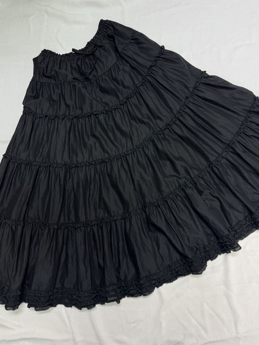 【お値下げ】NO248☆ピンクハウス【2023年 美品】フリルが可愛いティアードローンスカート 黒拍卖