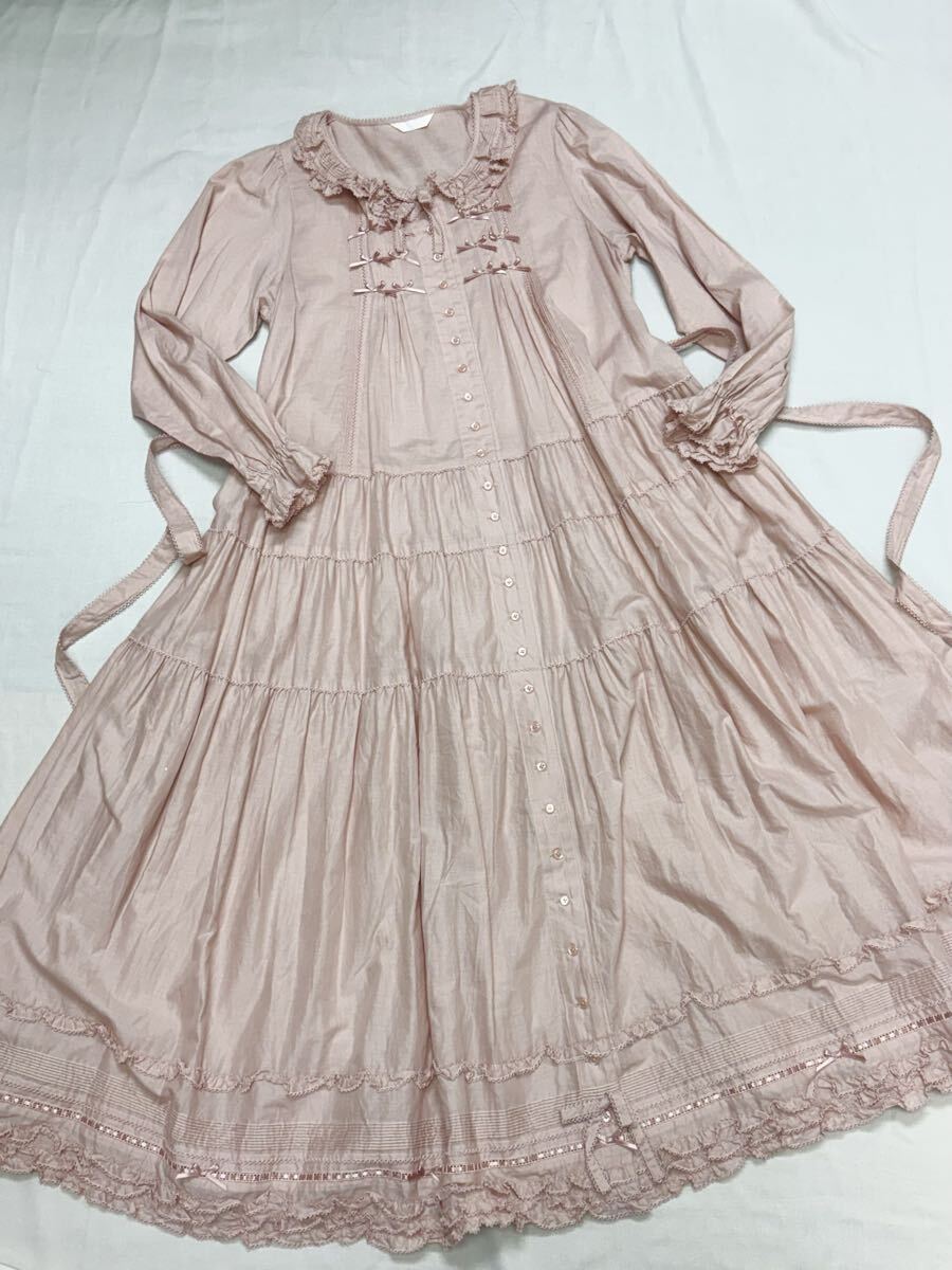 【お値下げ】NO276☆ピンクハウス【2024年美品】フリルたっぷりが可愛いローンワンピース ピンク拍卖