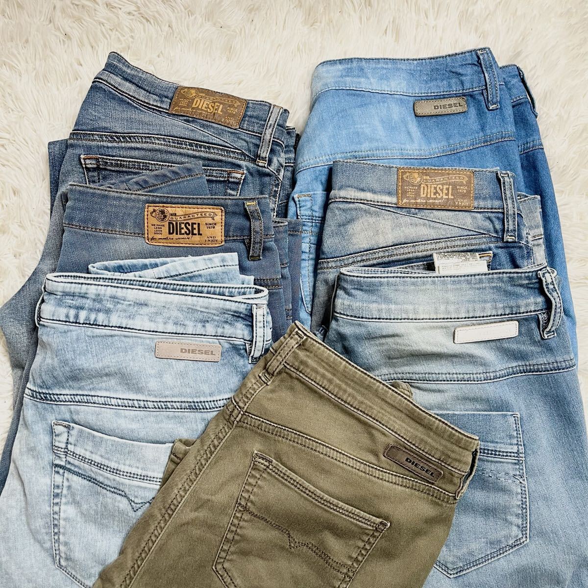 美品 大量 ●DIESEL ディーゼル デニムパンツ まとめ 7本セット ロゴ レザーパッチ ジョグジーンズ ストレッチ性 ダメージ ウォッシュ加工拍卖