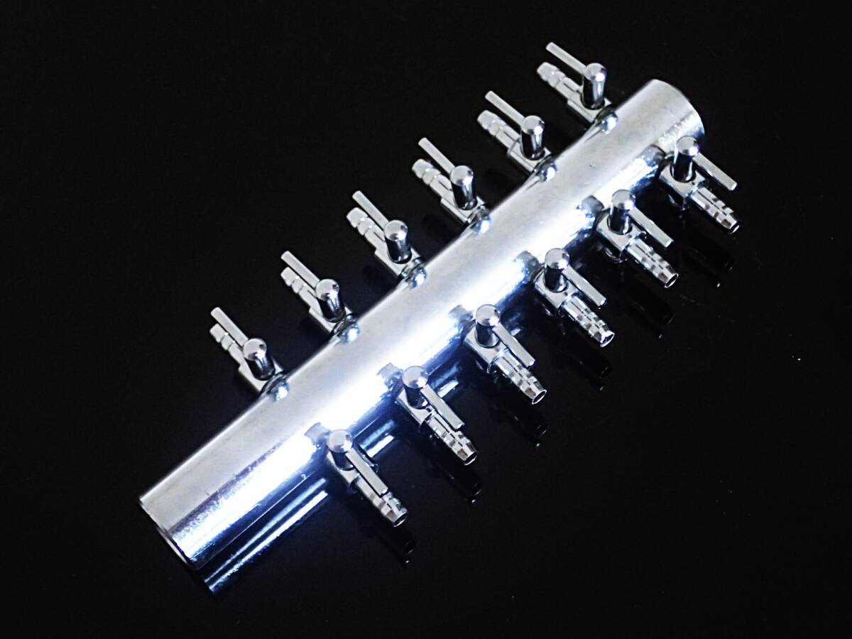 【送料込】 ブロワ接続用 エアーコック 12分岐管  シュリンプ・金魚・メダカ・錦鯉水槽のエアー分岐用に 一方コック6連2列拍卖